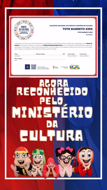 Certificado de Ponto de Cultura do Ministério da Cultura com os mascotes